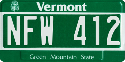 VT license plate NFW412