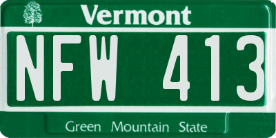 VT license plate NFW413
