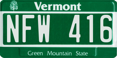 VT license plate NFW416