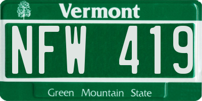 VT license plate NFW419