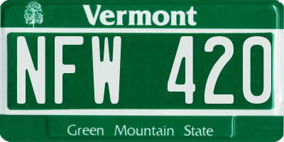 VT license plate NFW420