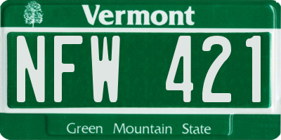 VT license plate NFW421