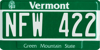 VT license plate NFW422