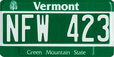 VT license plate NFW423