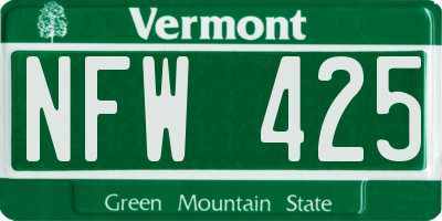 VT license plate NFW425