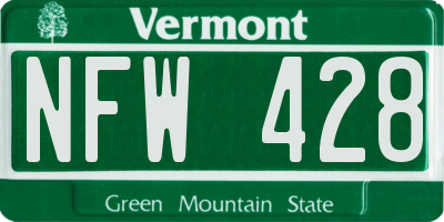 VT license plate NFW428