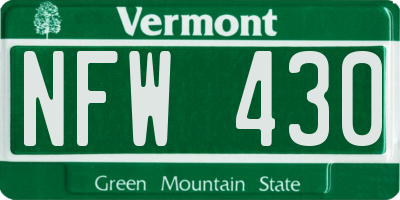 VT license plate NFW430