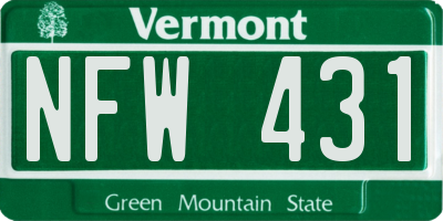 VT license plate NFW431