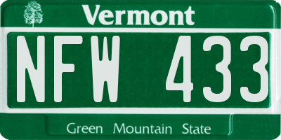 VT license plate NFW433