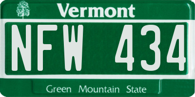 VT license plate NFW434