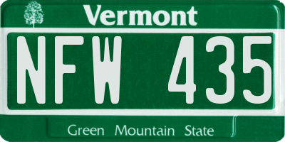 VT license plate NFW435