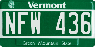 VT license plate NFW436