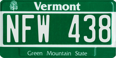 VT license plate NFW438