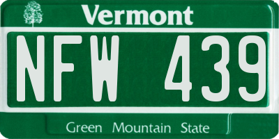 VT license plate NFW439