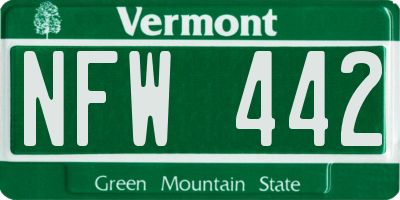 VT license plate NFW442
