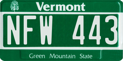 VT license plate NFW443