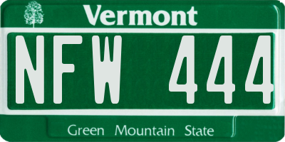 VT license plate NFW444