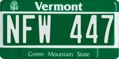 VT license plate NFW447