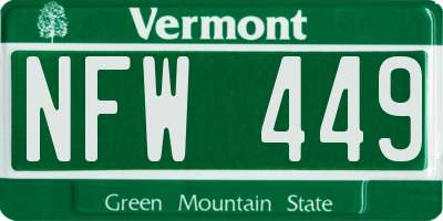 VT license plate NFW449