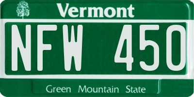 VT license plate NFW450
