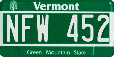 VT license plate NFW452