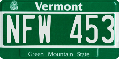 VT license plate NFW453