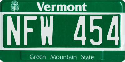 VT license plate NFW454