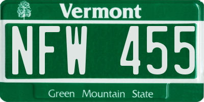 VT license plate NFW455