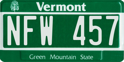 VT license plate NFW457