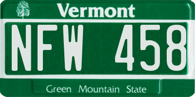 VT license plate NFW458