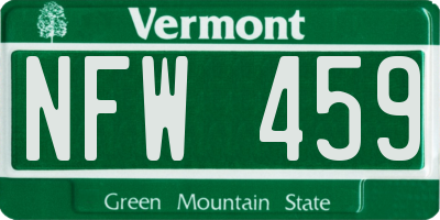 VT license plate NFW459