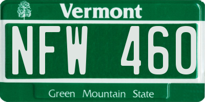 VT license plate NFW460