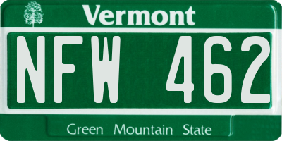 VT license plate NFW462