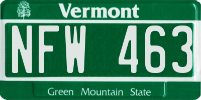 VT license plate NFW463