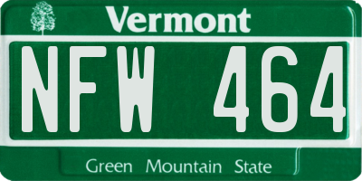 VT license plate NFW464