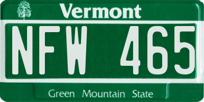 VT license plate NFW465