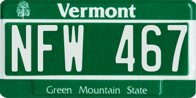 VT license plate NFW467