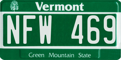 VT license plate NFW469
