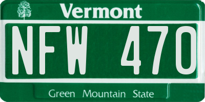 VT license plate NFW470