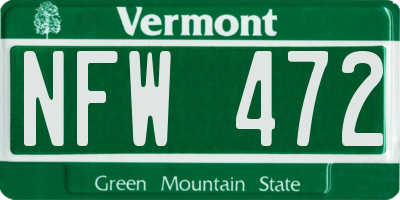 VT license plate NFW472
