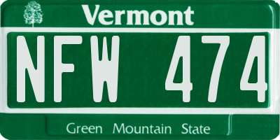 VT license plate NFW474