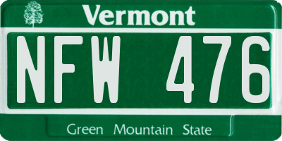 VT license plate NFW476