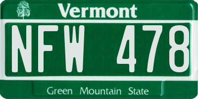 VT license plate NFW478