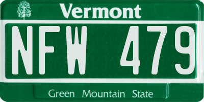 VT license plate NFW479