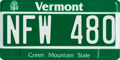 VT license plate NFW480