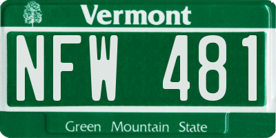 VT license plate NFW481