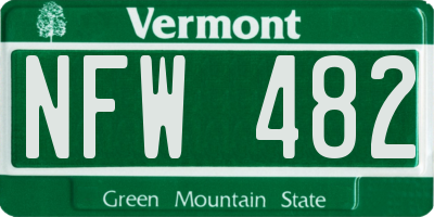 VT license plate NFW482