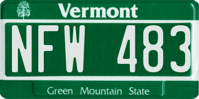 VT license plate NFW483