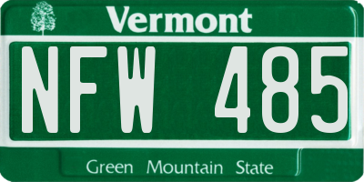 VT license plate NFW485