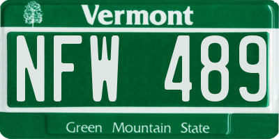 VT license plate NFW489